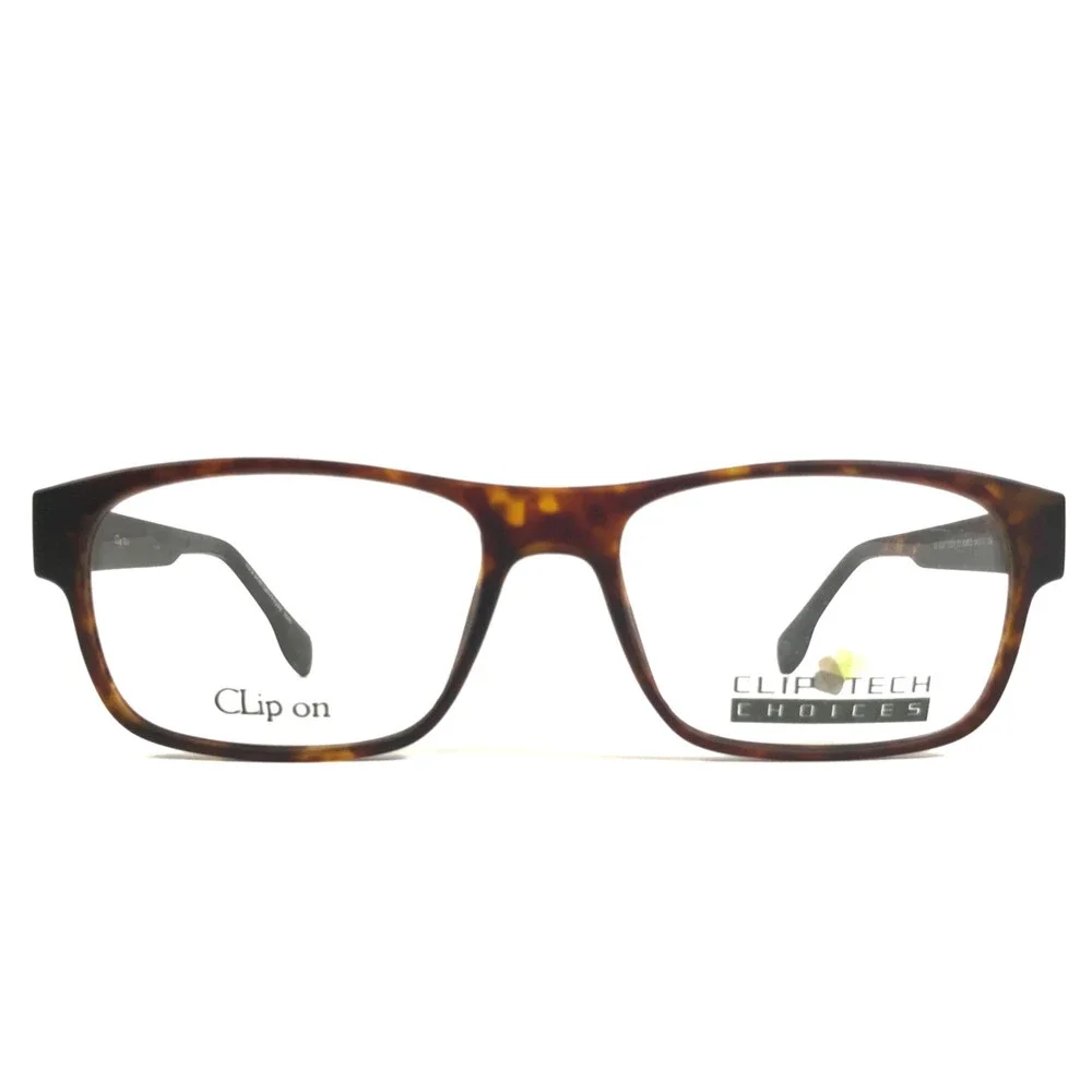 Clip Tech Eyeglasses Frames K3872 C1 Tortoise Brown Rectangle Full Rim 54-17-138